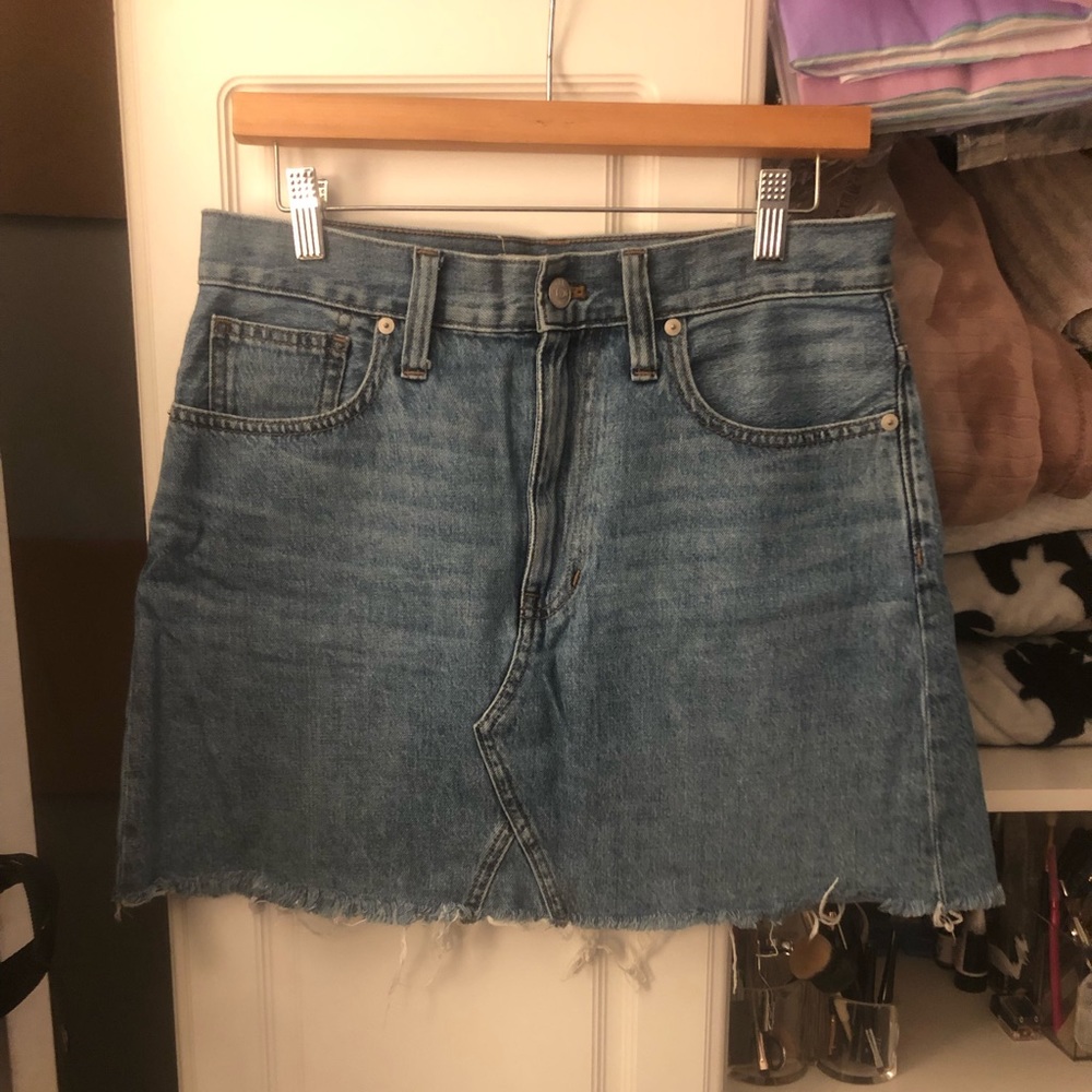 Madewell Med-Wash Rigid Denim A-line Skirt